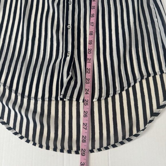 H&M Womens Blouse Sz 2 Sleeveless Striped Semi Sheer Button down Preppy Punk Y2k - Picture 12 of 12